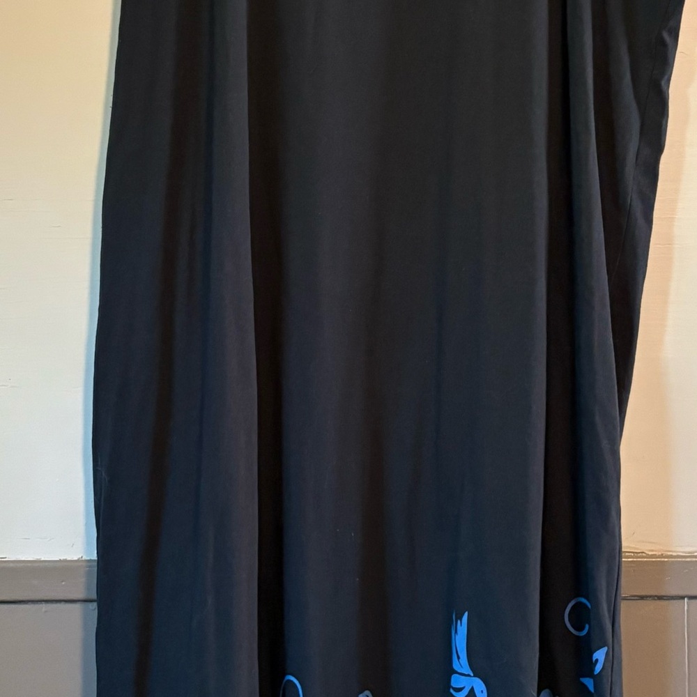 Elegant Black Maxi Dress with Blue Accents